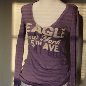 DO NOT BUY SOLD ! 
American Eagle Outfitters Lavender Ribbed V-Neck Long Sleeve